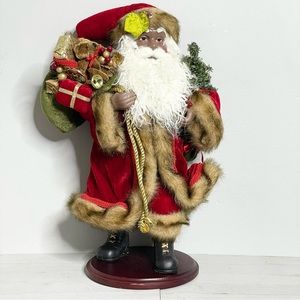 Old World Santa Claus Free Standing Black Santa 18" Christmas Decor Figurine